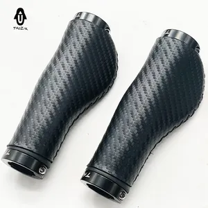 Taozik TG001 Carbon Patroon Handgemaakte Naaien Bg Ergonomie Imitatie Echte Lederen Fiets Grips