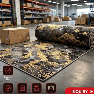 <span class=keywords><strong>Tapis</strong></span> d'entrée commercial pour hôtel, motif nuage doré multicolore gris, moderne, en latex et nylon, antidérapant, à poils ras, imprimé sur mesure - Product Image 6