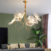 Lustre nordique pour chambre, suspension florale pour restaurant, lampe suspendue créative pour chambre à coucher et salle à manger, luminaire en verre pour une ambiance chaleureuse