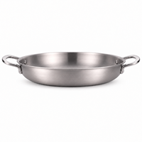 Poêle à frire en acier inoxydable à double poignée, poêle à sauter entièrement plaquée, compatible induction, poêle de chef pour la cuisine