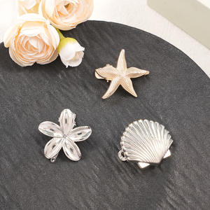 Barrette à cheveux pour femme en alliage de <span class=keywords><strong>zinc</strong></span>, style océan transfrontalier, avec motifs étoile de mer, bec de canard, coquille Saint-Jacques, frange et fleurs - Cadeau charmant - Product Image 3