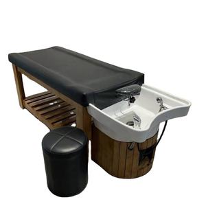 In primo piano shampoo letto in legno massello staffa può essere personalizzato colore può essere hydro massaggio con armadi - Product Image 2