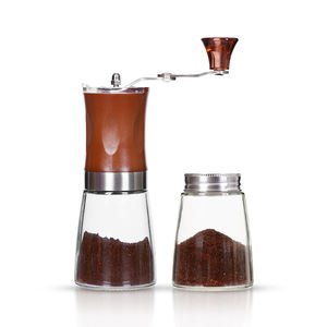 Premium Professional tragbare kleine Glas manuelle Kaffeebohnen mühle Mühle mit faltbarem Metall griff einstellbar für den Außenbereich - Product Image 1