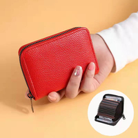Rfid PU cuir multi-positions porte-carte de crédit femmes carte sac femmes fermeture éclair petit sac à main portefeuille porte-carte d'identité