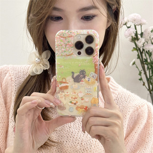 Funda para Teléfono con Diseño de Gato en Picnic de Primavera, Pintura al Óleo, para iPhone 17 Pro Max 16 15 14, Doble Capa, para Mujer - Product Image 2