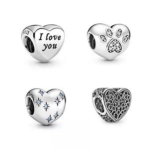 Manufacturers Wholesale S925 Silver Beads Charm Fashion Love Charm Mother's Day Bracelet DIY String Decoration
