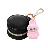 Boîte à bijoux Labubu en cuir PU avec logo personnalisé Mini boîte de voyage portable Organisateur de collier Boucles d'oreilles Bagues Boîte à bijoux avec fermeture éclair