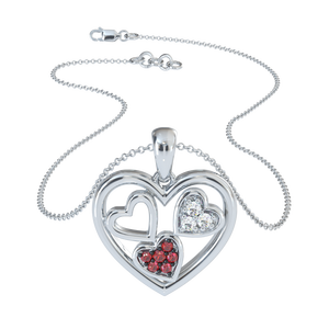 Colgante de Corazón Tricolor en Plata de Ley 925 con Baño de Oro, Rodio y Oro Rosa, con Circonitas Cúbicas y Cadena para Mujer, Ideal para Compromiso o Boda - Product Image 6