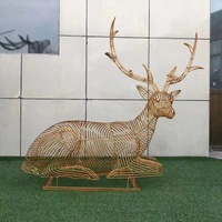 Sculptures de cerf en plein air, personnalisées, 12 pouces, polissage du miroir, en acier inoxydable