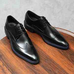 Zapatos Casuales de Hombre para Otoño 2026, de Alta Calidad, Talla Grande, Punta en Pico, de Cuero, Suela Suave Antideslizante, con Cordones, que Aumentan la Altura - Product Image 4