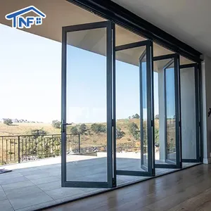 NFRC Certification Exterior Accordion Grill Bifold Door Glass Bifold Sliding Door Aluminium Accordion Doors