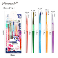 Panwenbo - Juego de 5 Pinceles de Nailon Coloridos para Pintar el Cabello, con Mango de Silicona y Plástico, para Acuarela y Acrílico
