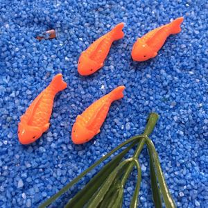 Ornements de poissons miniatures en résine pour décorations d'aquarium, 6 pièces, Koi orange avec feuille de lys et figurine de grenouille - Product Image 3