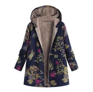 Fabbrica Diretta Inverno Caldo di Vendita delle Nuove Donne Europee e Americane Stampato Con Cappuccio A Maniche Lunghe Giacca Retro Commercio All'ingrosso - Product Image 3