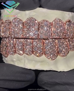 Hip Hop su misura denti <span class=keywords><strong>Grillz</strong></span> gioielli VVS Moissanite diamante dente <span class=keywords><strong>Grillz</strong></span> 10k 14k 18k oro argento glassato fuori <span class=keywords><strong>Grillz</strong></span> per i denti - Product Image 4