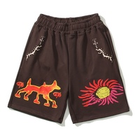 American High Street Unisex Casual Sports Shorts Cactus Jack Print Mid Waist Knitted Canvas 100% Cotton Digital Printing