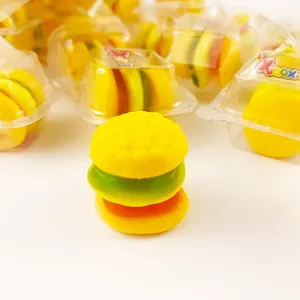 Misturado sabor de frutas macaron confeitaria criativo hamburger forma de goma doces