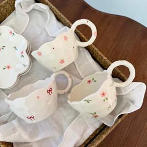 Taza de Café de Cerámica Pintada a Mano Estilo Coreano, Taza de Porcelana Irregular con Asa, Taza para Latte, Taza de Desayuno de Alta Calidad, Herramienta para Cupcakes - Product Image 2