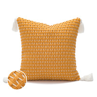 Taie d'oreiller à pompon tissé américain simple et moderne maison salon canapé décor oreiller lombaire