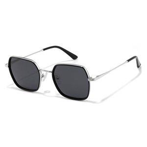 Lunettes de soleil rectangulaires unisexes, monture en métal, verres noirs, protection UV400, protection solaire pour adultes - Product Image 1