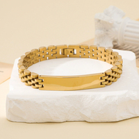 Pulseras de Acero Inoxidable de Cinco Eslabones, Flexibles y Sólidas, para Hombre, Correa de Reloj Ajustable de Acero Inoxidable con Grabado