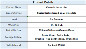 Disco de Freno Cerámico <span class=keywords><strong>Brembo</strong></span> Hecho a Medida, Compatible con Ruedas de 18, <span class=keywords><strong>19</strong></span>, 20 y 22 Pulgadas para Porsche Audi RS3 8Y - Product Image 6
