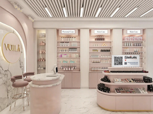 Muebles Ecológicos y Modernos para Tiendas de Cosméticos, Mesa de Maquillaje de Madera Sostenible con Iluminación LED, Exhibidor de Perfumes Sostenible - Product Image 4