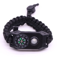Vipera — Bracelet à cordon tactique, 7-en-1, grande boussole, LED, fonction d'urgence, lampe torche et fouet, système de survie