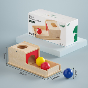 ของเล่นไม้มอนเตสซอรี่สำหรับเด็กทารก <span class=keywords><strong>0</strong></span>-<span class=keywords><strong>1</strong></span> <span class=keywords><strong>ปี</strong></span> ฝึกการรับรู้ความคงทนของวัตถุ กล่องใส่ลูกบอล 3 ลูก - Product Image 5