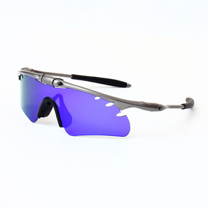 Lunettes de soleil de cyclisme demi-cerclées de luxe UV400 avec monture métallique et verre monobloc de haute qualité pour le tennis et l'équitation - Product Image 2