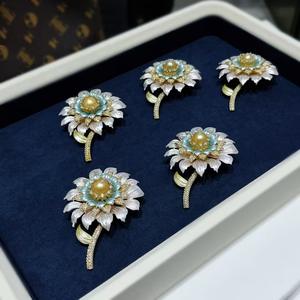 Broche de Girasol Tridimensional con Esmalte de Color Avanzado para Mujer, Broche de Circonio Lujoso, Broches de Moda Exquisitos para el Pecho - Product Image 1