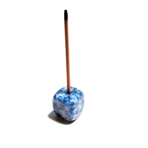 HZ Bulk supplier natural crystal stone crafts blue spot jasper cube Incense Holder For decoration gift