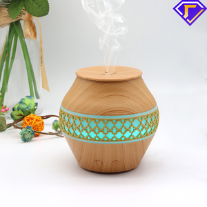 Wood Grain Aroma Diffuser 120Ml Ultrasonic <b>Humidifier</b> With Led Light For Home Use - Product Image 5