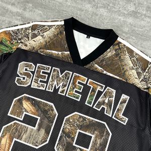 Custom Streetwear V Neck Print Boxy T-shirt Set Nylon Straight Leg Baggy Sweatpants Set <b>Camo</b> Oversized <b>Men's</b> Shirt And <b>Pants</b> Set - Product Image 3