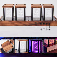 Jam Alarm Digital Kreatif dengan Lampu LED, Timer 12/24 Jam, Basis Kayu Walnut yang Dapat Disesuaikan, Dekorasi Meja