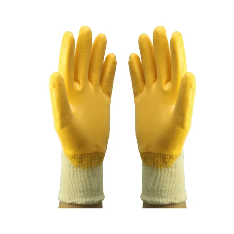 SunnyHope Construction Gloves Knitted Cut Protection Safety Yellow Nitrile EN388 Certified for Outdoor Work Industry Application