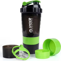 Botella Deportiva Ecológica de Plástico de 600 ml, Duradera, 3 en 1, Portátil, para Gimnasio y Deportes, Vaso Mezclador de Proteínas