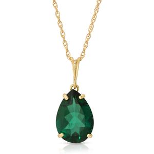 SGARIT 14K Solid Yellow Gold <b>Necklace</b> With Pear Shape 3 ct High Polished <b>Emerald</b> Grade AAA LAB grown gemstone Jewelry - Product Image 2
