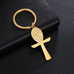 Égypte <span class=keywords><strong>Ankh</strong></span> Croix Lotus Pendentif Porte-clés pour Hommes Femmes Acier Inoxydable Porte-clés Amulette Bijoux Cadeaux - Product Image 4