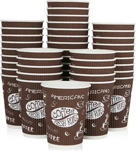 Paper Cup Price China Ripple Manufacture Customized Smooth Rim Strong Bottom Tighter Seal Leak Proof Compostable For Coffee