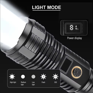 Hot siêu sáng cao Lumens Đèn lồng 5 chế độ hiển thị kỹ thuật số liinterna có thể sạc lại LED Torch ánh sáng đèn pin chiến thuật - Product Image 6