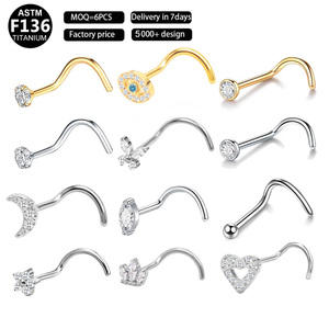 Gaby 1 Adet ASTM-F136 Titanyum Burun Çivisi Kübik Zirkon Vücut Takısı Trend 20G Kadınlar İçin Piercing Burun Titanyumu - Product Image 1