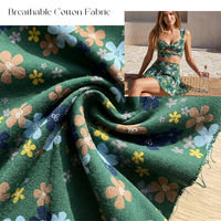 Tissu tissé en coton 100% naturel de haute qualité, imprimé numérique floral pour vêtements et textiles de maison