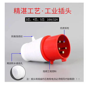 Enchufe Industrial de Aviación Impermeable, Conector Trifásico de 16/32A, Enchufe de 3, 4 y 5 Polos - Product Image 3
