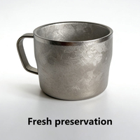 Tasse à café en titane pur 120 ml, texture cristal de glace, tasse rétro pour café et thé, anti-brûlure, avec poignée