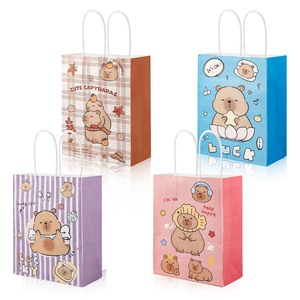 Sacs en papier kraft brun biodégradables imprimés flexo en gros avec poignée pour restaurants et plats à emporter - Product Image 1