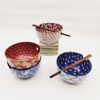 Bol à nouilles en porcelaine avec baguettes ensembles de petit-déjeuner bol à ramen