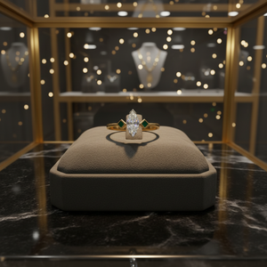 แหวนทองดีไซน์ Marquise-Center ผลิตจากทอง 22K พร้อมดีเทลข้างที่เรียบหรู - Product Image 3