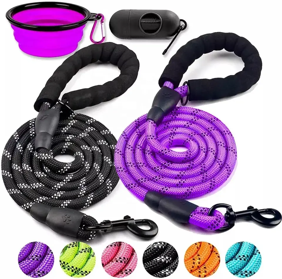 5FT Heavy Duty Reflective Climbing Dog Rope Leash with Soft Foam Handle for Training pet leashes pet collars leashes