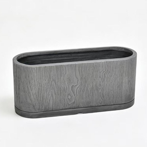 Macetas de Fibra de Vidrio Reforzada de Gran Diámetro, Acabado con Efecto Madera, Macetas Rectangulares Largas Resistentes - Product Image 4